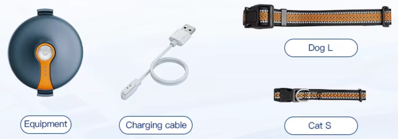 NAVIX C5L 반려견용 트래커 · 목걸이·충전 케이블 구성